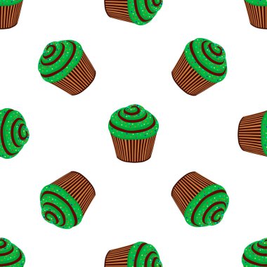 İrlanda bayramı temalı Aziz Patrick günü, kusursuz yeşil çörekler. Beyaz arka planda pek çok benzer kekten oluşan Aziz Patrick günü. St. Patrick Günü 'nün ana aksesuarı..