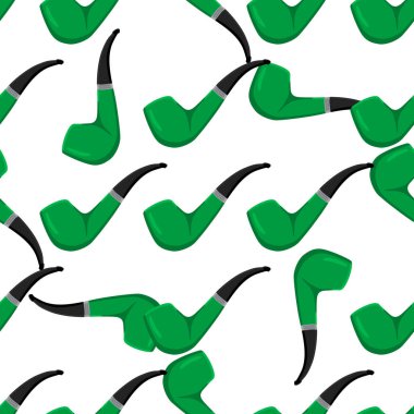 İrlanda bayramı Aziz Patrick günü, pürüzsüz yeşil sigara boruları. Beyaz arka plandaki birbirinin aynısı sigara borularından oluşan Aziz Patrick Günü deseni. St. Patrick Günü için ana aksesuar..