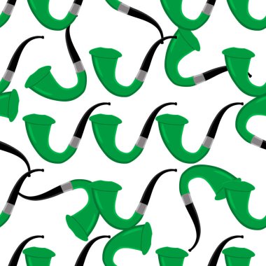 İrlanda bayramı Aziz Patrick günü, pürüzsüz yeşil sigara boruları. Beyaz arka plandaki birbirinin aynısı sigara borularından oluşan Aziz Patrick Günü deseni. St. Patrick Günü için ana aksesuar..