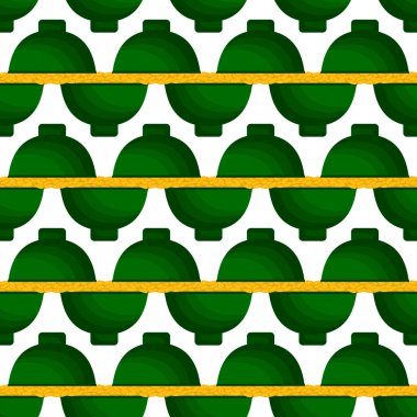 İrlanda bayramı temalı Aziz Patrick günü, kusursuz madeni paralar. Beyaz arka planda birçok özdeş madeni paranın olduğu Aziz Patrick günü. Para için ot. Aziz Patrick Günü için ana aksesuar.