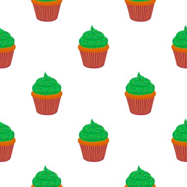 İrlanda bayramı temalı Aziz Patrick günü, kusursuz yeşil çörekler. Beyaz arka planda pek çok benzer kekten oluşan Aziz Patrick günü. St. Patrick Günü 'nün ana aksesuarı..