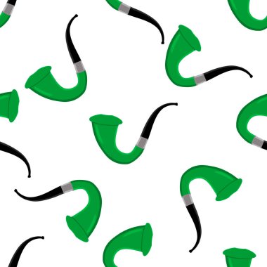 İrlanda bayramı Aziz Patrick günü, pürüzsüz yeşil sigara boruları. Beyaz arka plandaki birbirinin aynısı sigara borularından oluşan Aziz Patrick Günü deseni. St. Patrick Günü için ana aksesuar..