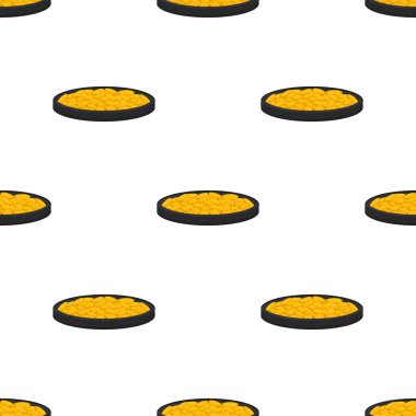 İrlanda bayramı temalı Aziz Patrick günü, kusursuz madeni paralar. Beyaz arka planda birçok özdeş madeni paranın olduğu Aziz Patrick günü. Para için ot. Aziz Patrick Günü için ana aksesuar.