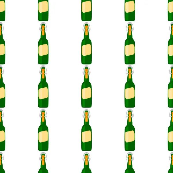 Illustrazione Sul Tema Bottiglie Vetro Birra Senza Soluzione Continuità Con — Vettoriale Stock