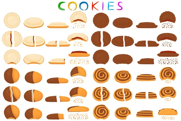 Ілюстрація Тему Великого Набору Різних Печива Набір Барвистих Печива Випічки — стоковий вектор