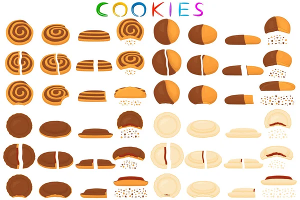 Illustration Sur Thème Grand Ensemble Biscuit Différent Kit Biscuit Pâtissier — Image vectorielle