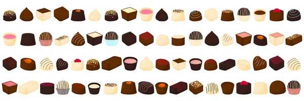 Illustrazione Sul Tema Bella Grande Set Caramelle Cioccolato Dolce Bonbon — Vettoriale Stock