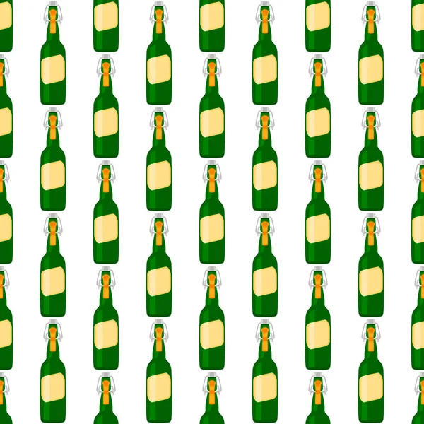 Ilustracja Temat Bezszwowe Butelki Szklane Piwo Pokrywą Dla Browaru Wzorcowe — Wektor stockowy