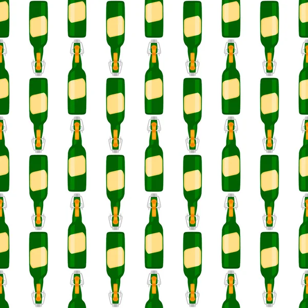 Ilustração Garrafas Vidro Cerveja Sem Costura Tema Com Tampa Para —  Vetores de Stock