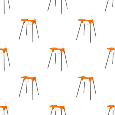 Bebekleri beslemek için renkli modern çocuk sandalyesinin çizimi. Yüksek bacaklı çocuk koltuğu koleksiyonundan oluşan çizimler. Kit stil çocuk aksesuar parlak yüksek sandalye.