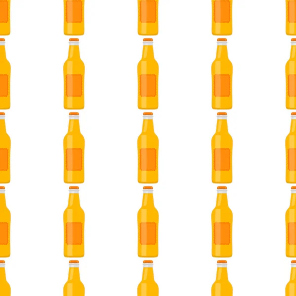 Ilustração Garrafas Vidro Cerveja Sem Costura Tema Com Tampa Para —  Vetores de Stock