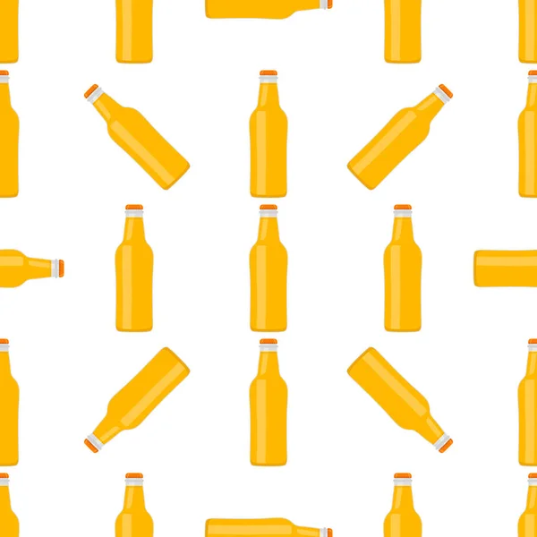 ビール用蓋付きのテーマシームレスなビールグラスボトルのイラスト 白を基調とした同じガラス瓶が多いパターンビール グラスボトル ビールグルメのアクセサリー — ストックベクタ