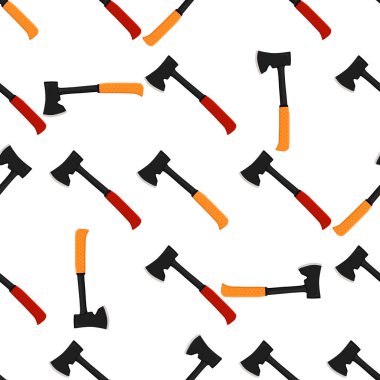 Ahşap saplı çelik baltalar, avlanmak için metal balta. Beyaz arka planda birçok özdeş balta içeren büyük kit baltası. Sahte baltalar erkek aksesuarları, hayatta kalmak için baltalar.