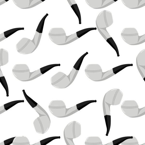 Иллюстрация на тему много одинаковых бесшовных типов дымовых труб разного размера для табака. Шаблон трубы, состоящий из цветной коллекции аксессуаров из дымового табака. Табачная дымовая труба вредит здоровью.