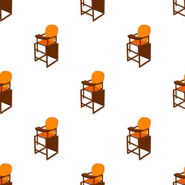 Bebekleri beslemek için renkli modern çocuk sandalyesinin çizimi. Yüksek bacaklı çocuk koltuğu koleksiyonundan oluşan çizimler. Kit stil çocuk aksesuar parlak yüksek sandalye.