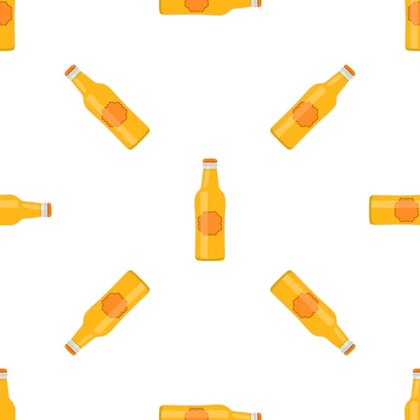 Ilustración Sobre Botellas Vidrio Cerveza Sin Costura Tema Con Tapa — Archivo Imágenes Vectoriales