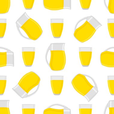 Cam sürahide renkli limonata, doğal içecek bardağı. Mutfak aksesuarı, cam sürahi ve organik yiyeceklerden oluşan limonata deseni. Cam bardaktaki sürahide taze limonata.