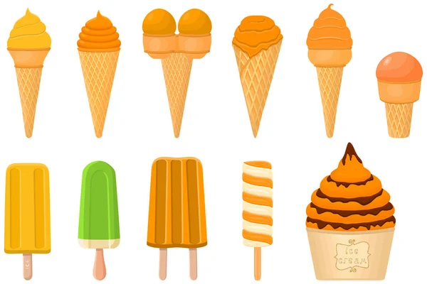 Illustration Theme Big Kit Ice Cream Popsicle Different Types Cone — Stock Vector