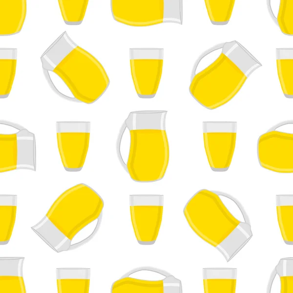 Illustration Theme Colored Lemonade Glass Jug Cup Natural Drink Lemonade — Stock Vector