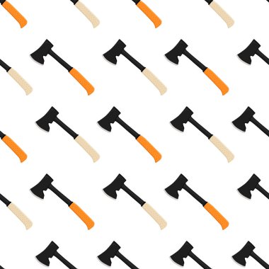 Ahşap saplı çelik baltalar, avlanmak için metal balta. Beyaz arka planda birçok özdeş balta içeren büyük kit baltası. Sahte baltalar erkek aksesuarları, hayatta kalmak için baltalar.