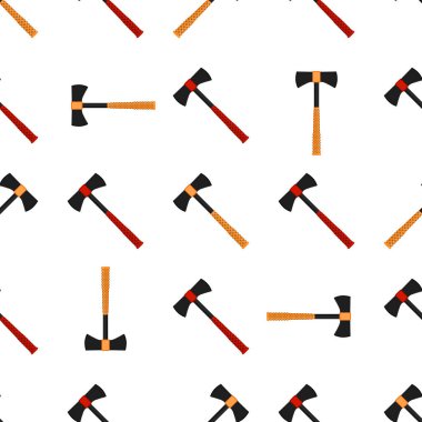 Ahşap saplı çelik baltalar, avlanmak için metal balta. Beyaz arka planda birçok özdeş balta içeren büyük kit baltası. Sahte baltalar erkek aksesuarları, hayatta kalmak için baltalar.