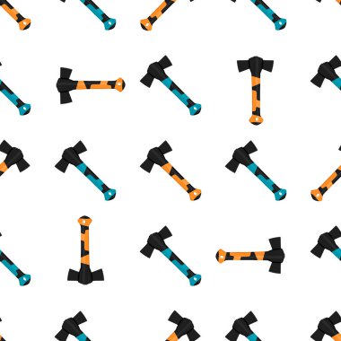 Ahşap saplı çelik baltalar, avlanmak için metal balta. Beyaz arka planda birçok özdeş balta içeren büyük kit baltası. Sahte baltalar erkek aksesuarları, hayatta kalmak için baltalar.