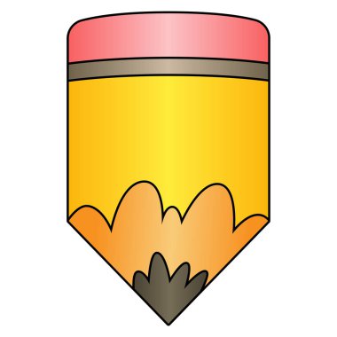 Çizgi film sarı kalem, pembe silgi ve sivri uçlu.