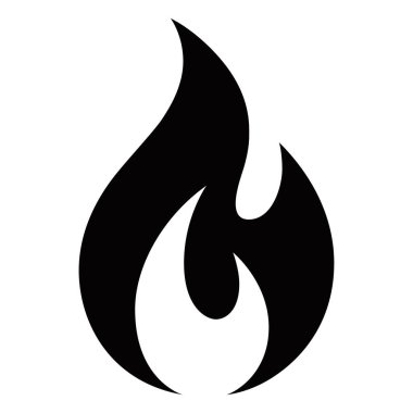 Beyaz arkaplandaki alevin basit siyah silüeti