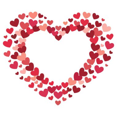 Kırmızının Kalbi ve Beyaz Arkaplanda Pembe Kalpler