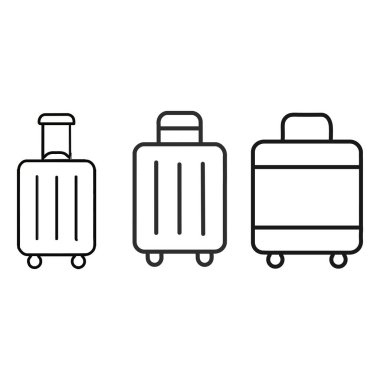 Bavul ve Seyahat Bavulu Simgeleri Bavul Özeti Çizim Seti