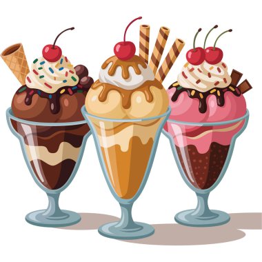 Kiraz Soslu Dondurmalı Renkli Dondurmalar