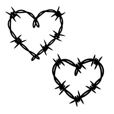 Dikenli Tel Kalp Şekilleri Acı veren Sevgi ve Korunmayı Sembolize eder