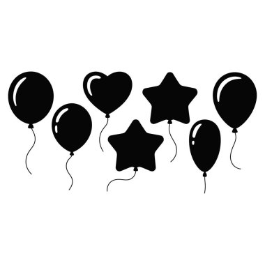 Parti Balonu Silueti Kalp ve Yıldız Şekilleriyle Ayarlandı