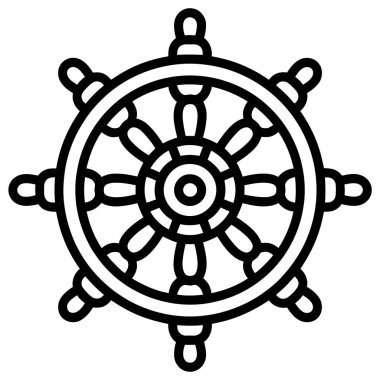Denizcilik Gemisi Tekerlek Dümen Hattı Simge Vektör ResmiComment