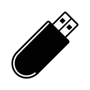 USB Flash Sürücü Depolama Aygıtı Siluet Simgesi Simgesi
