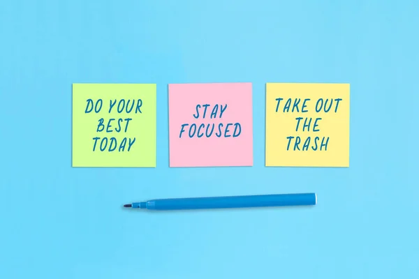 Sticky notes with handwritten motivational lettering. Positive statements.