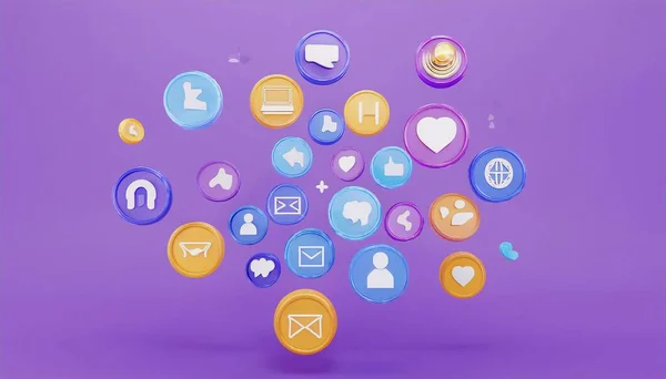 Arka planda simgeleri olan sosyal ağ simgeleri. Sosyal medya kavramı