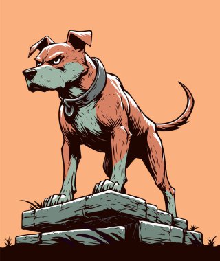 Saldırgan Köpek Vektörü İllüstrasyonu