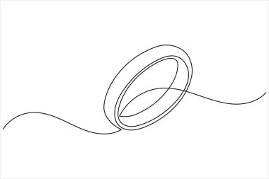 Wedding rings continuous one line drawing minimalist style outline illustration