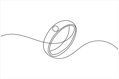 Wedding rings continuous one line drawing minimalist style outline illustration