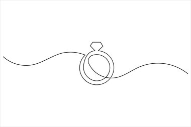 Wedding rings continuous one line drawing minimalist style outline illustration