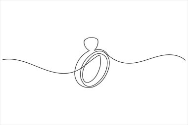 Wedding rings continuous one line drawing minimalist style outline illustration