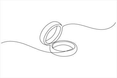 Wedding rings continuous one line drawing minimalist style outline illustration
