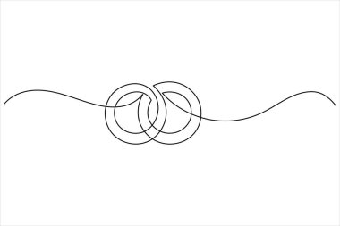Wedding rings continuous one line drawing minimalist style outline illustration