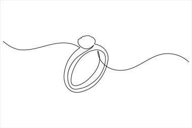 Wedding rings continuous one line drawing minimalist style outline illustration