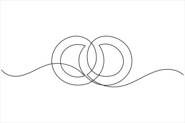 Wedding rings continuous one line drawing minimalist style outline illustration