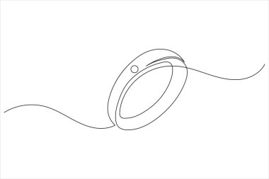 Wedding rings continuous one line drawing minimalist style outline illustration