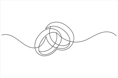 Wedding rings continuous one line drawing minimalist style outline illustration