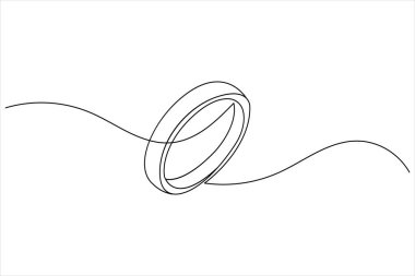 Wedding rings continuous one line drawing minimalist style outline illustration