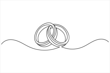 Wedding rings continuous one line drawing minimalist style outline illustration